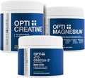Opti + Strength & Recovery Bundle - Creatine, Triple Magnesium & rTG Omega-3 Supplement Kit | Supports Muscle Performance, Recovery & Joint Wellness* | 3-Product Active Lifestyle Pack