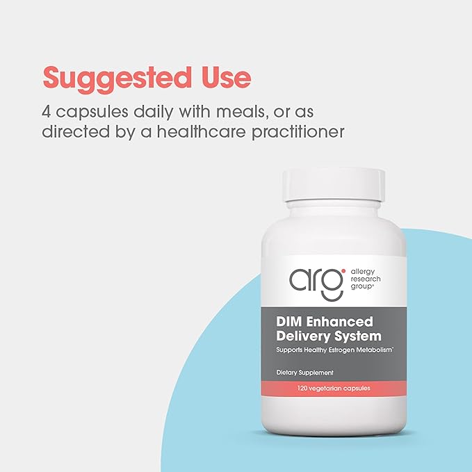 Allergy Research Group DIM Enhanced Delivery System - DIM Supplement for Women, Estrogen Supplement for Women and Men, Diindolylmethane for Hormone Balance, Menopause Support - 120 Vegetarian Capsules