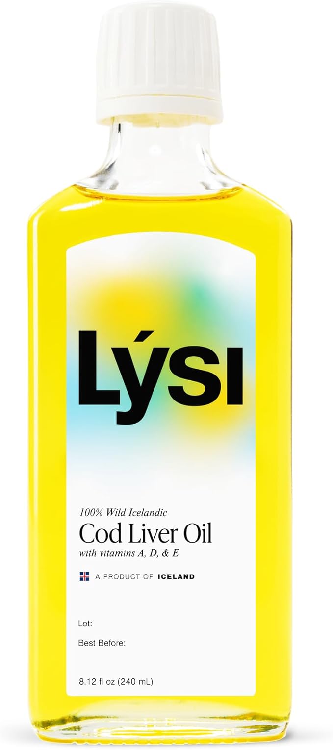 LYSI Icelandic Cod Liver Oil Liquid Supplement – 1,100 mg Omega-3 per Teaspoon – EPA 740 mg & DHA 920 mg per 2 TSP – with Vitamins A, D & E – Mint Flavor – 8.12 fl oz (24 Servings)