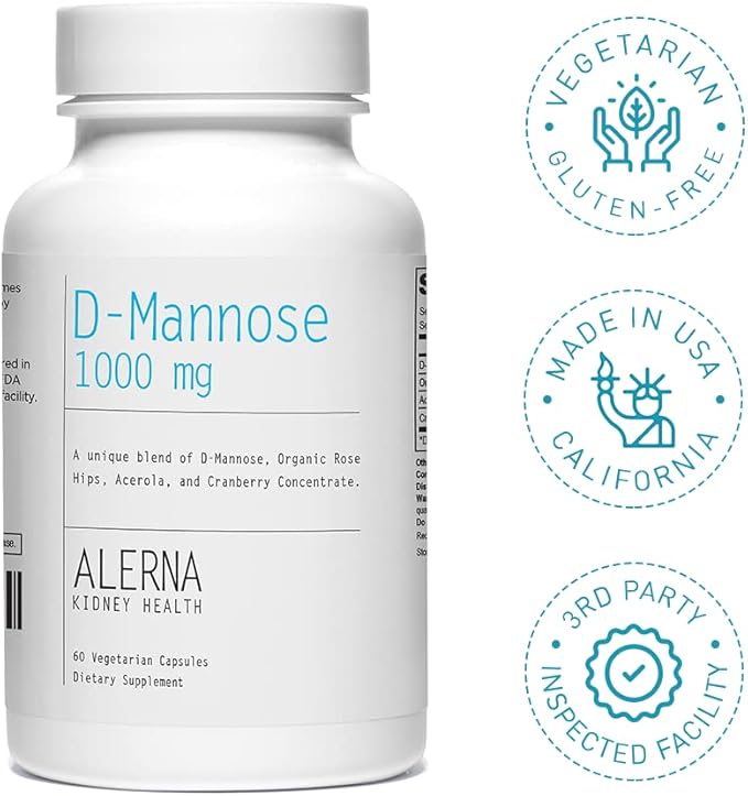 D-Mannose 1000 mg - Urinary Tract Health - with Cranberry Concentrate, Organic Rose Hips, Acerola Extract - 60 Vegetarian Capsules