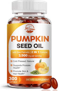 Pumpkin Seed Oil with Saw Palmetto, 3500mg Max Strength per Serving, 300 Softgels, Cold-Pressed with Essential Fatty Acids & Phytosterols, Supports Immune, Hair, Bladder & Prostate Health