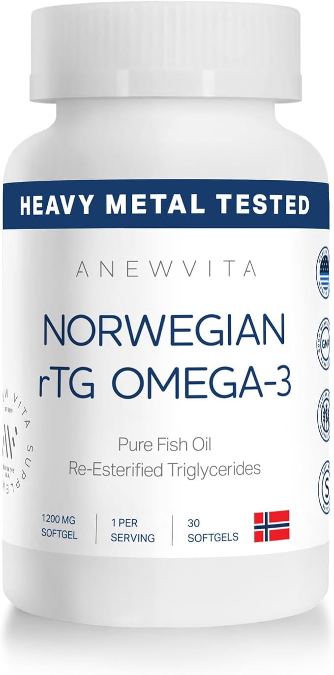 Norwegian rTG Omega 3 Fish Oil for Brain & Heart Boost, Triglyceride Fish Oil Omega 3 Supplements, 300 DHA 600 EPA Omega 3 Softgels Essential Fatty Acids for Eyes, Skin & Joints, 1200mg, 30 Servings
