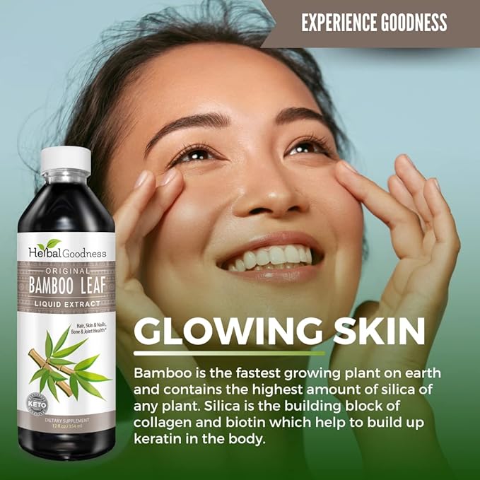 Herbal Papaya Bamboo Silica Supplements Organic Extract 12oz - Liquid Silica with Organic Hair, Skin and Nails Vitamins As Well As Bone and Joint Support