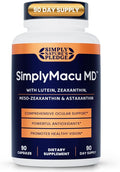 Simply Macu MD – Advanced Vision Support Supplement - 90 Capsules, 3 Month Supply - with Lutein, Zeaxanthin, Meso-Zeaxanthin & Astaxanthin – Bilberry Extract – Vegan, Non-GMO, Gluten Free