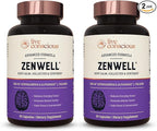 Live Conscious KSM-66 Ashwagandha Supplement w/L Theanine & AlphaWave - ZenWell Everyday Stress Relief, Cognitive, Brain Health - Ashwagandha for Men & Women - 60 Capsules (2-Pack)