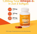 Paleovalley Omega-3 Complex, Wild Caught Fish Oil Softgels, 1,050mg Omega-3s, 750mg DHA, 187mg EPA, Phospholipid Bound Omega-3 Supplement for Brain, Heart and Joint Health, 28 Servings