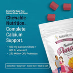 BariatricPal Sugar-Free Calcium Citrate Soft Chews | 500mg with Vitamin D & Probiotics | Tropical Punch | 90 Count (1 Month Supply)
