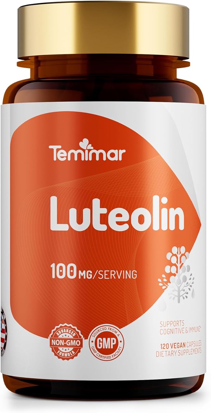 Luteolin Supplement 100mg, Flavonoids Supplements for Brain Health Support, Non-GMO, Gluten Free,Made in USA, 120 Vegan Capsules