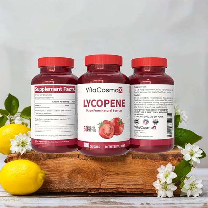 Lycopene 50mg Vegan Capsules, 180 Count, Plant-Based Antioxidant Support - 2 Packs