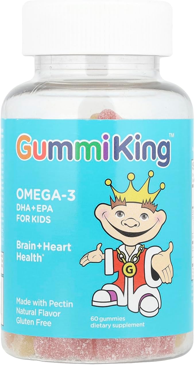 Gummi King DHA Omega-3 Supplement, Lemon/Orange/Strawberry, 60 Count