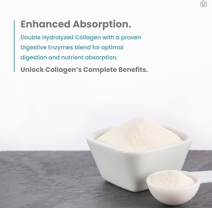 Collagen Peptides Powder - Enhanced Absorption, Double Hydrolyzed, Grass Fed, Keto Protein Powder with Vitamin C - Premium Supplement for Hair Growth, Skin, Nails, Joints & Bones, Unflavored