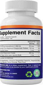Vitamatic Magnesium (from Bisglycinate & Oxide) with Vitamin D3 & Zinc - 120 Veg Capsules - Supports Muscle, Joint, Nerve & Heart Health – Non-GMO, Gluten-Free (Pack of 2)