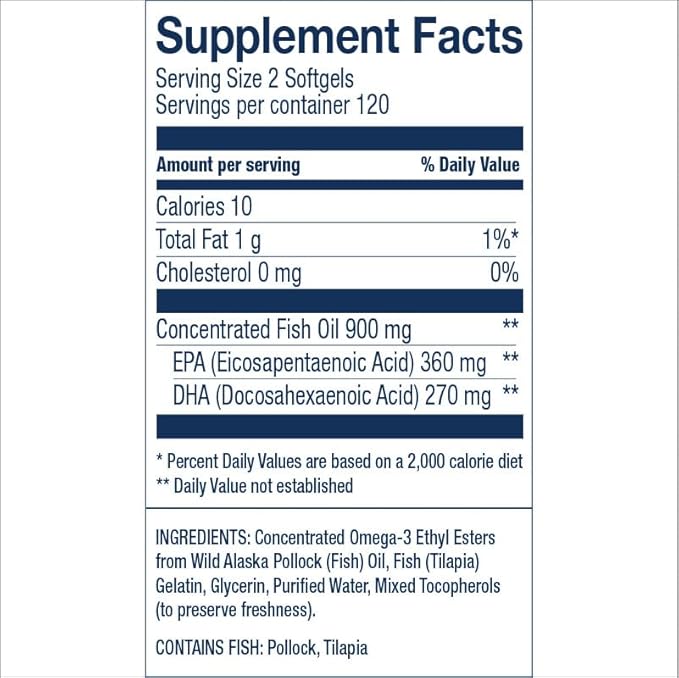 Wiley's Finest Wild Alaskan Fish Oil Easy Swallow Minis - Omega-3 Fish Oil Supplement for Adults and Kids - Double-Strength 630mg EPA and DHA Natural Supplement - 240 Mini Softgels (120 Servings)
