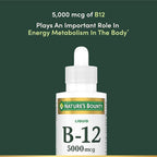 Nature's Bounty Vitamin B12 5000 mcg Sublingual Liquid,Cardiovascular Health & Cellular Energy Support,2 Fl Oz,(Pack of 3)