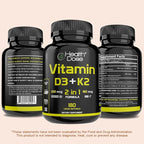 Health Dose Vitamin D3 10,000 IU + K2 (MK7) Supplement, 2-in-1 Formula, Immune Support, a Healthy Mood, Heart, Joint, Teeth, Bone Health, Calcium Absorption, 180 softgels. (5)