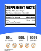 BulkSupplements.com Ferrous Fumarate Powder - Essential Mineral, Iron Supplement for Men and Women - Gluten Free, 55mg per Serving, 500g (1.1 lbs) (Pack of 1)