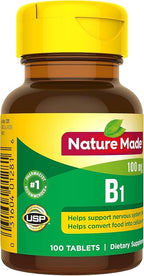 Nature Made Vitamin B1 100mg, Dietary Supplement for Energy Metabolism Support, 100 Tabletss, 100 Day Supply.