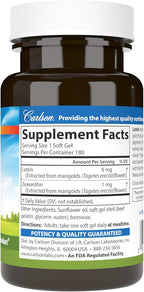 Carlson Lutein 6mg, Vision Support & Eye Health Supplement, Antioxidant Formula with Zeaxanthin, 180 Softgels