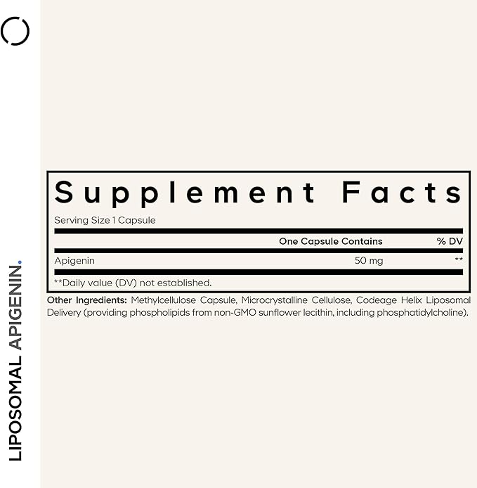 Codeage Liposomal Apigenin Supplement, 3-Month Supply, Daily Flavonoid Chamomile Extract, Liposomal Phospholipid Complex, Non-GMO Sunflower Oil, Phosphatidylcholine Vegan Blend, Gluten-Free, 90 Count