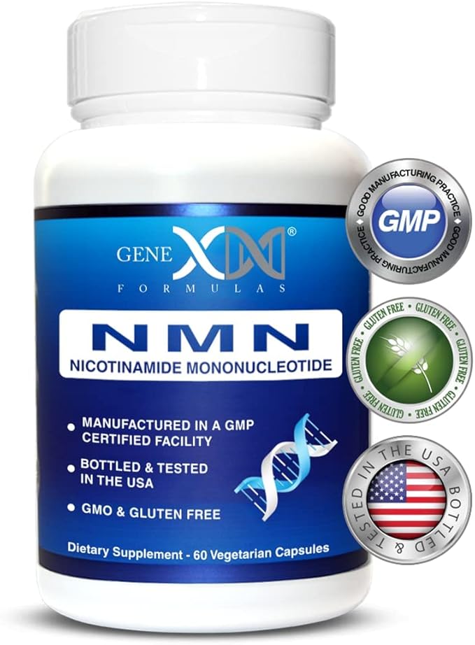 Genex Formulas NMN 250mg - Stabilized Form (60 Capsules), 99% Pure Supplement Capsules for Increased NAD Levels, DNA Repair, & Healthy Aging, GMP Certified