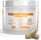 Turkesterone Tongkat Ali Supplement (500mg Ajuga Turkestanica + 250mg Tongkat Ali) 60 Capsules-Turkesterone Supplement 1000mg - Muscle Strength & Recovery Support - Made in The USA BY Peak Revival-X
