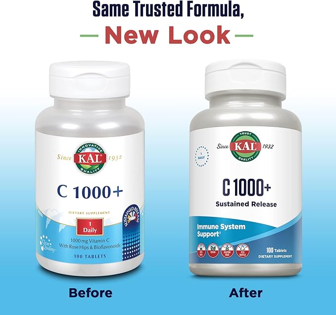 KAL C-1000 Plus Sustained Release Tablets, 1000 mg, 100 Count