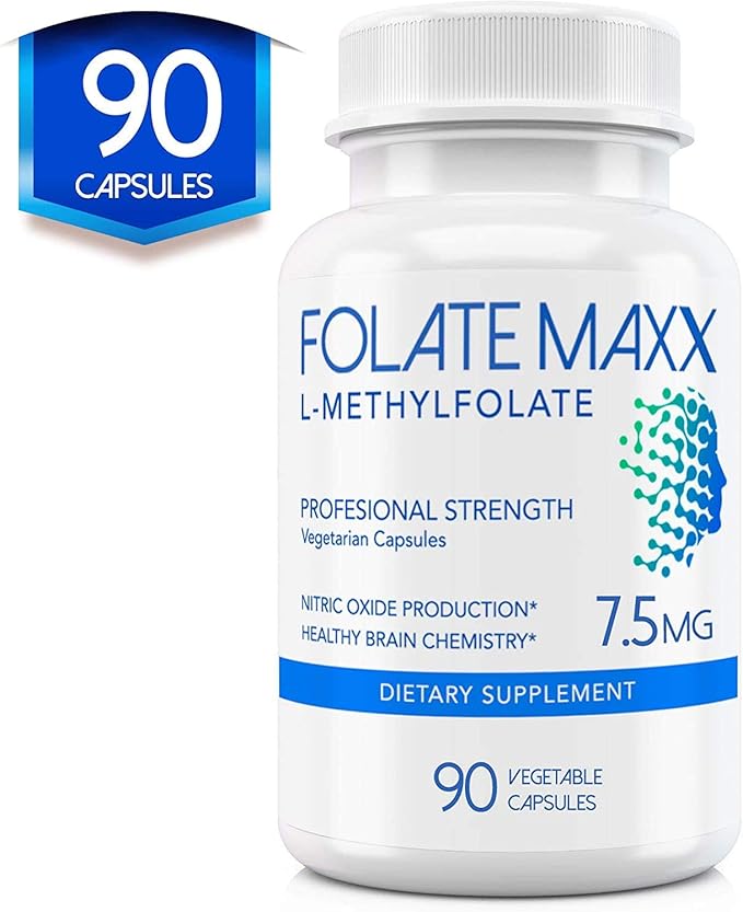 L Methylfolate 7.5mg – Methylfolate Supplement for Women & Men – High Potency Methylated Vitamin B9 5-MTHF for Energy, Mood & Focus – Non-GMO, Gluten-Free, 90 Capsules (3-Month Supply)