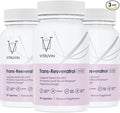 VITRUVIN Trans-Resveratrol Supplement 500mg, 3 Bottles Pack, Vegan, Non-GMO, Gluten-Free, Gelatin-Free.