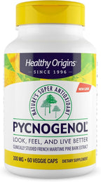 Healthy Origins Pycnogenol 100 mg (Nature's Super Antioxidant, Non-GMO, Gluten Free, Cardiovascular Support), 60 Veggie Caps
