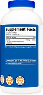 Nutricost Vitamin E 1,000 IU (450mg) 240 Softgels - GMO-Free, Gluten-Free