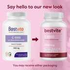 BESTVITE High Strength Vitamin C 1000mg (120 Vegetarian Capsules) with Citrus Bioflavinoids - No Stearates - Vegan - Non GMO - Gluten Free - Daily Antioxidant & Immune Support*