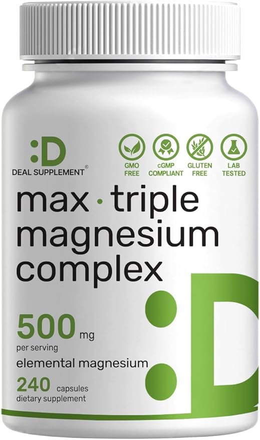 Magnesium Complex 1,000mg, 240 Capsules – Triple Magnesium Complex with Magnesium Glycinate, Citrate, Oxide – Mineral Supplements with Max Strength Elemental Forms + 100% Chelated & Purified