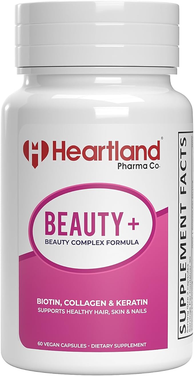 Beauty+ Complex Formula Capsules | Biotin, Collagen & Keratin | Healthy Hair, Skin & Nails Supplement | Supports Radiant Complexion| Vegan-Friendly, High Potency Supplement | 60 Count
