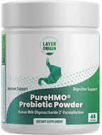 Layer Origin | PureHMO Human Milk Oligosaccharide (HMO 2'-FL) Prebiotic Fiber Powder - Feed 200 Billion Probiotics/Scoop, 45 Servings