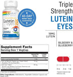 SOLARAY Triple Strength Lutein Eyes, 18 mg | Eye & Macular Health Support Supplement w/Naturally Occurring Lutein and Zeaxanthin | Non-GMO | 30 Count