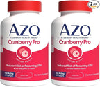 AZO Cranberry Pro Urinary Tract Health Supplement 600mg PACRAN, 1 Serving : More Than 1 Glass of Cranberry Juice, Sugar Free Cranberry Pills, Non-GMO 100 Softgels (Pack of 2)