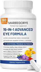 Neurobella Eye Supplement for Digital Eye Strain & Night Driving Clarity 15-in-1 Advanced Eye Formula with All 3 Carotenoids (Lutein, Zeaxanthin), Bilberry and Saffron Eye Vitamins, 90 Count