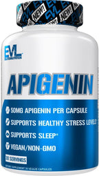 Evlution Apigenin Supplement from Chamomile Extract - Relaxing Apigenin 50mg per Serving for Stress & Mood Support Nutrient Nutrition Vegan Non-GMO Herbal Sleep Supplement (30 Servings)