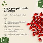 Pumpkin Seed Oil with Saw Palmetto – 3000mg Per Serving, 300 Softgels | Cold Pressed Virgin Oil | Supports Prostate, Bladder, Urinary & Hair Health | Non-GMO