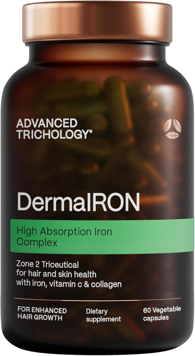 DermaIRON Iron Supplement for Women & Men – Gentle Iron for Low Ferritin & Anemia Support, Hair Thinning & Hair Loss Support, with Collagen & Vitamin C