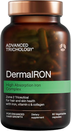 DermaIRON Iron Supplement for Women & Men – Gentle Iron for Low Ferritin & Anemia Support, Hair Thinning & Hair Loss Support, with Collagen & Vitamin C