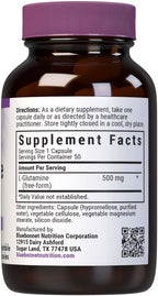 Bluebonnet Nutrition L-Glutamine 500mg, Supports Immune Function, Nitrogen Transporter, Soy & Gluten-Free, Non-GMO, Kosher Certified, Vegan, 50 Vegetable Capsules, White, 50 Count