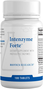 Biotics Research Intenzyme Forte™ Proteolytic Pancreatic Enzymes, Pancreatin, Bromelain, Papain, Lipase, Amylase–Supplement Supports Healthy Protein Digestion–Immune & Circulatory Function 100 Tablets