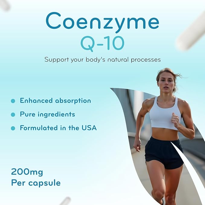 Quick Absorption CoQ10 200mg - Coenzyme Q10 200mg Potent Antioxidant for Heart Energy and Aging Support - High Stability CoQ10 Ubiquinone Capsules - Made in a cGMP US Lab (60 Servings)