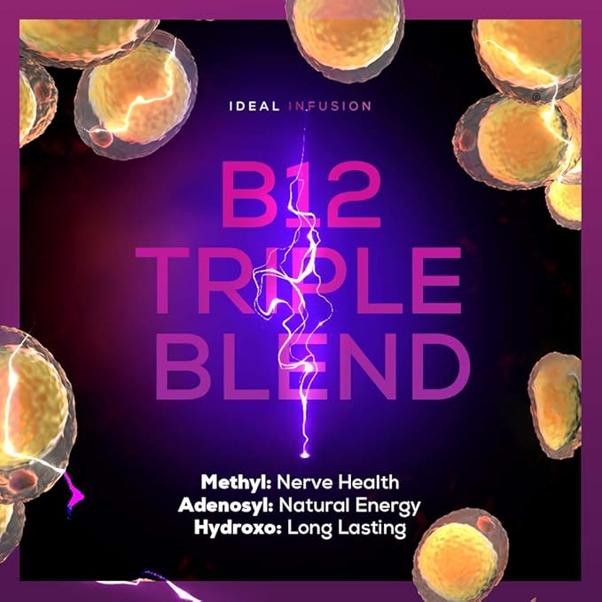 Ideal Infusion B-Bomb Triple B12 Vitamin Liquid Spray: Methylcobalamin, Adenosylcobalamin, Hydroxocobalamin - Nerve Health and Energy Booster- 5000 mcg, Keto, Sugar Free (Organic CinnaPlum)