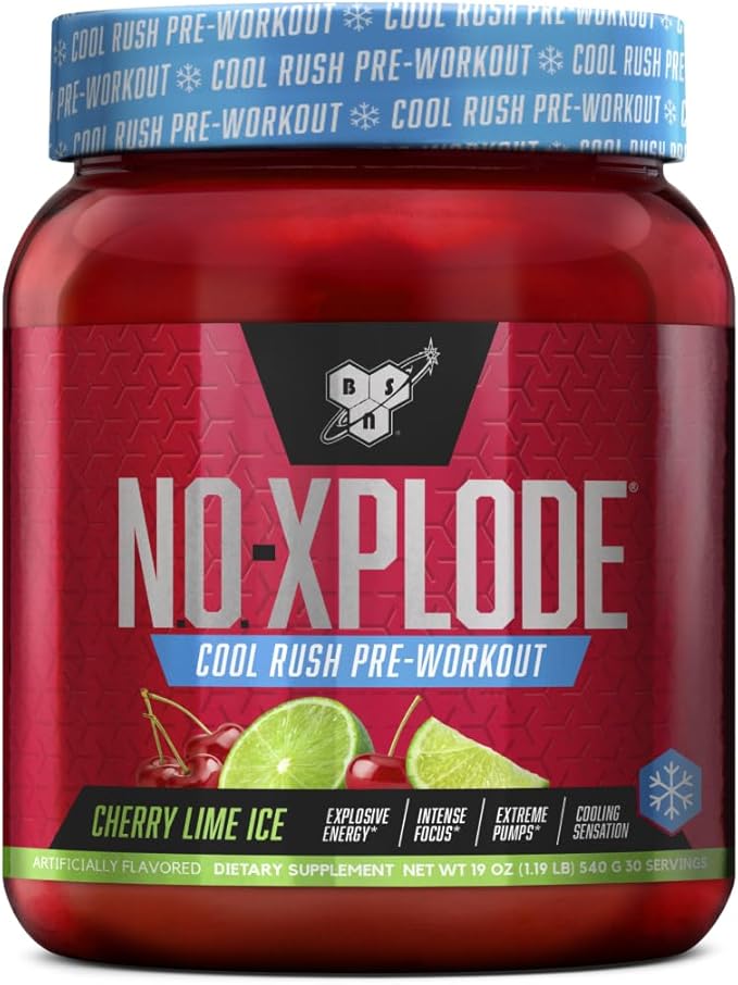 BSN N.O.-XPLODE Cool Rush Pre Workout Powder, Preworkout Energy Supplement for Men and Women with Creatine and Beta-Alanine, Cherry Lime Ice, 30 Servings, 1.2 Pound (Packaging May Vary)