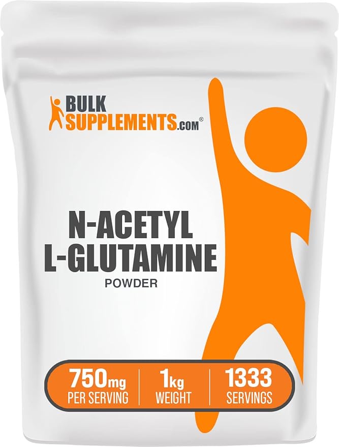 BulkSupplements.com N-Acetyl L-Glutamine Powder - Glutamine Supplement, L Glutamine Powder - Gut Health & Recovery, Glutamine 750mg - Gluten Free, 750mg per Serving, 1kg (2.2 lbs)
