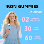 Multi-Vitamin Iron Gummies - Iron Supplement Gummies for Women & Men with Vitamin C, B12 & Folate - Energy Support, Immune Support - Mixed Flavor, No Metallic Aftertaste, Vegan, 60 Count