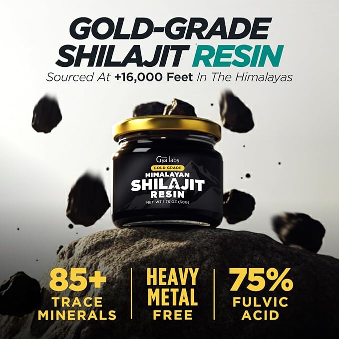Gya Labs Himalayan Shilajit Resin for Men, 100 Servings - 85+ Trace Minerals, 75% Fulvic Acid for Energy & Immune Support - Max Potency, Gold Grade, No Heavy Metals fit for Women