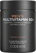 Codeage Men's Multivitamin 50+ Supplement - Essential Vitamins for Men Over 50 Years Old, Minerals, CoQ10, Turmeric, Saw Palmetto, Maca, Panax Ginseng, Probiotics & Botanicals - Non-GMO - 90 Capsules